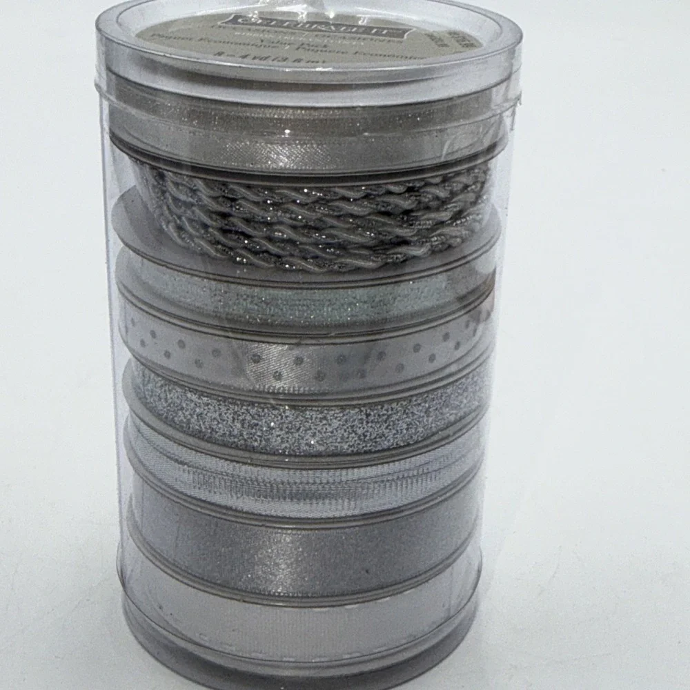 8 Ribbons 4 Yards Each 32 Yards Silver Glitter Christmas Anniversary Wedding